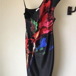 Bisou Bisou black floral off shoulder midi dress Size 12